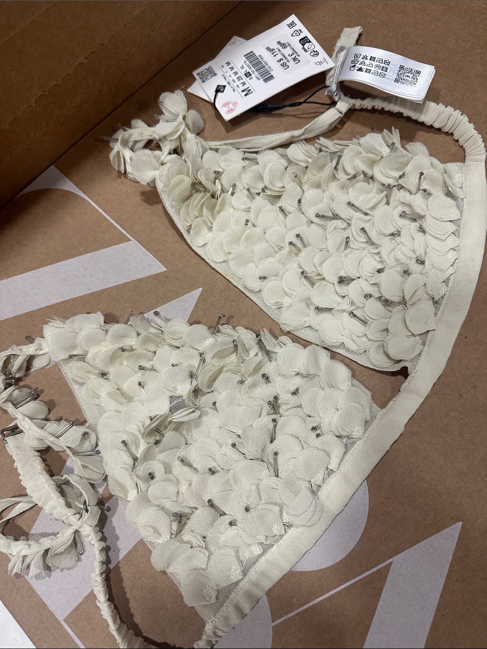 Zara Cream Ruffle Triangle Bralette - Picture 6 of 7